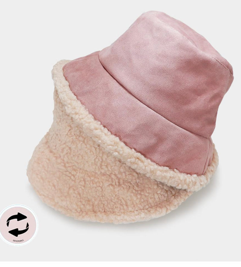 Pink Reversible Sherpa Bucket Hat