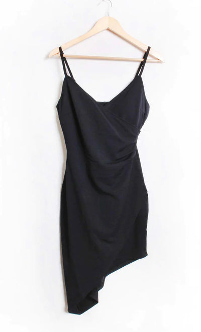 Black Asymmetrical Mini Dress