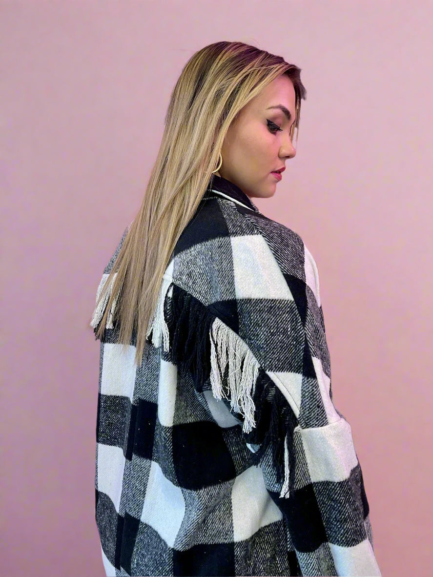 Buffalo Plaid Jacket With Plaid Inside 100% Wool Jacket With Zip