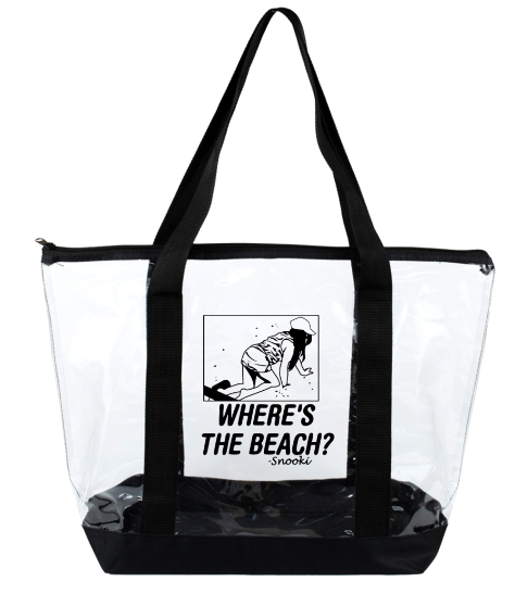 Large clear tote bag with zipper closure on sale