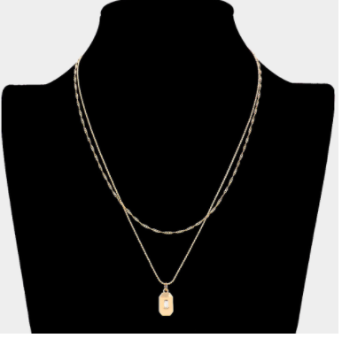 Gold Tag Layered Necklace