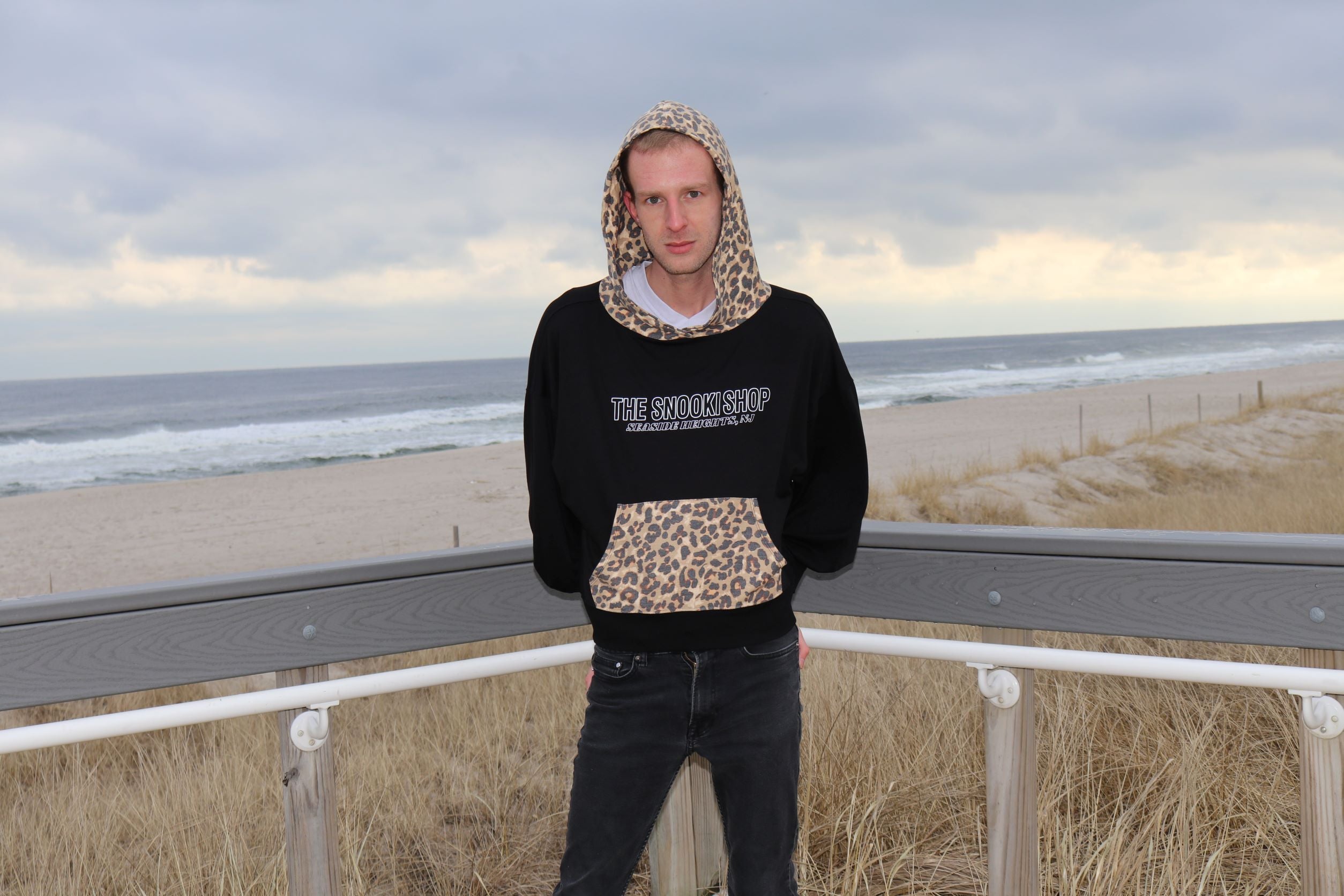 Black 2025 leopard hoodie