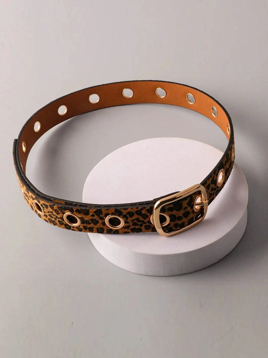 Dark Leopard Grommet Belt