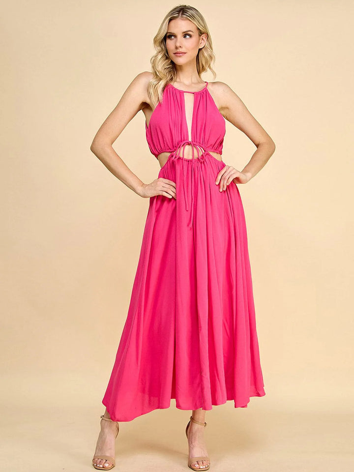 Front Cut Out Tie Maxi Dress