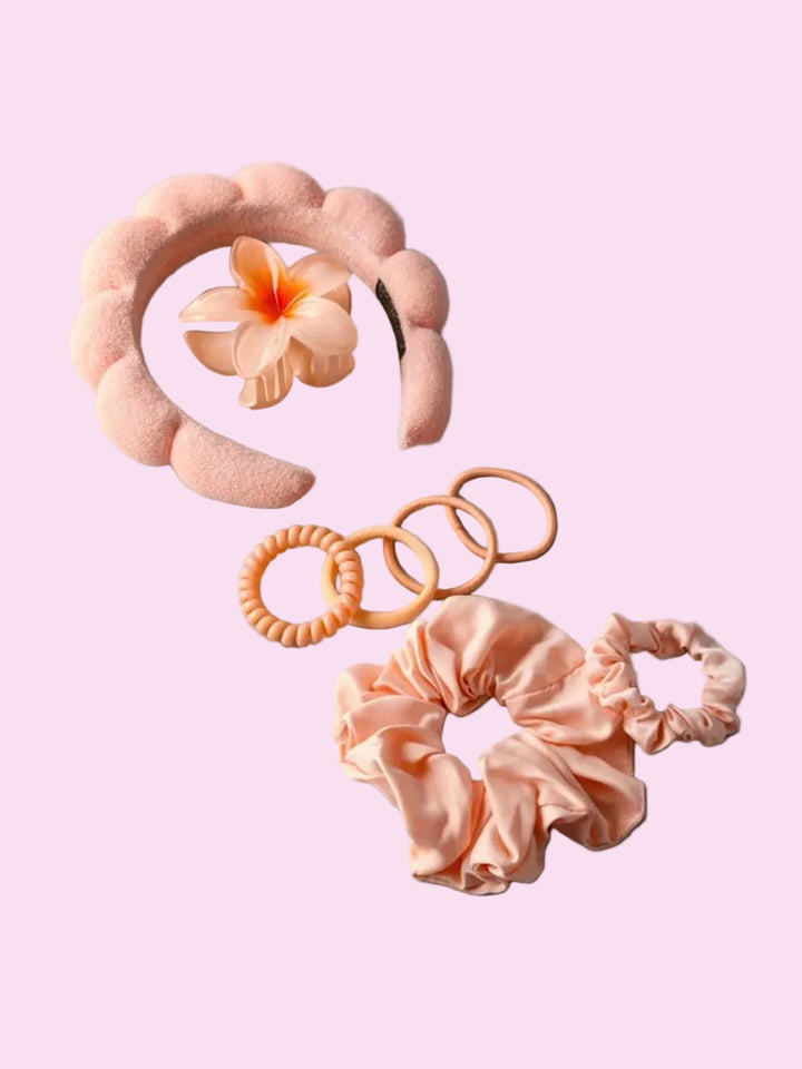 Pink Hair Piece Set