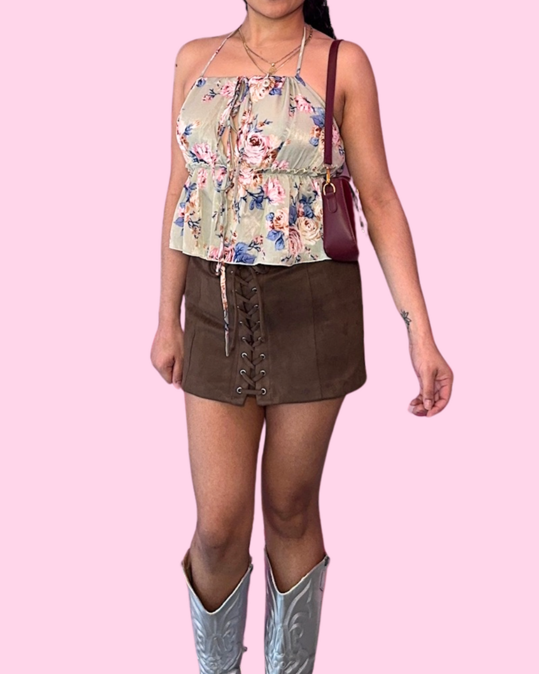 Lace Up Mini Skirt