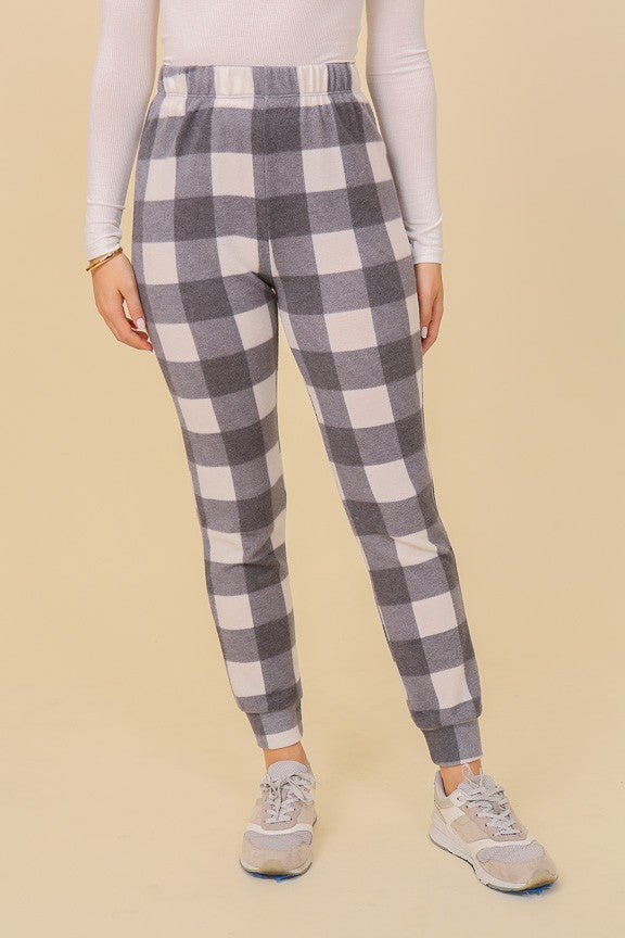 Gray Plaid Jogger Set