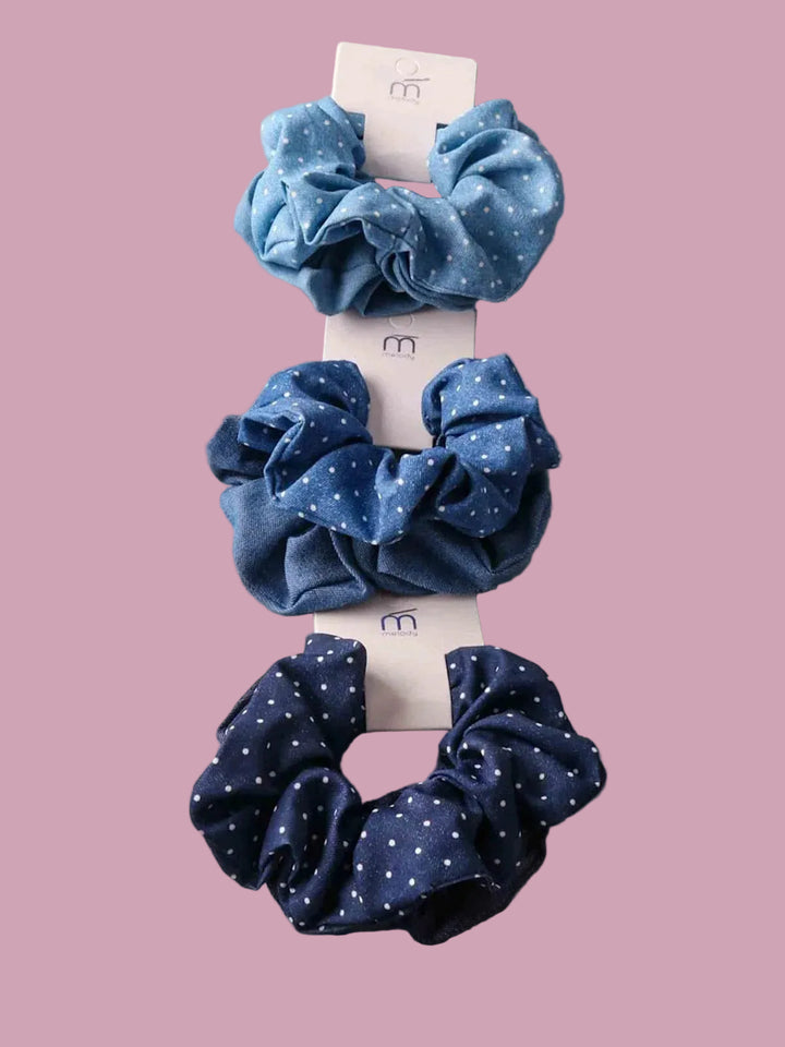 Denim Dot Scrunchie