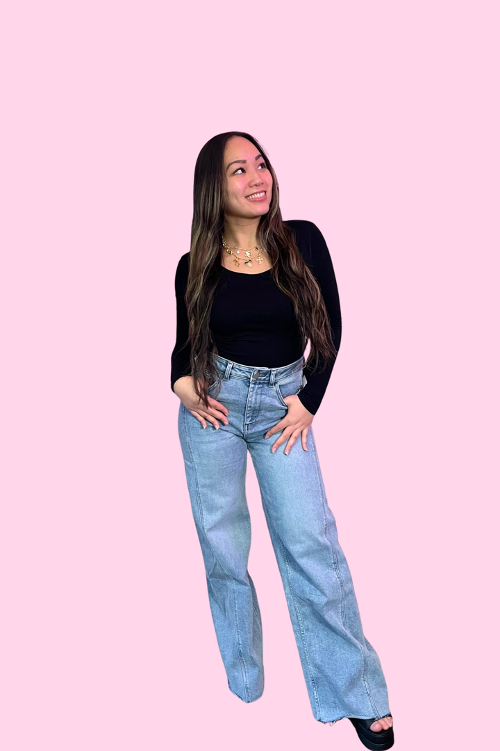 Washed Wide Leg Jeans