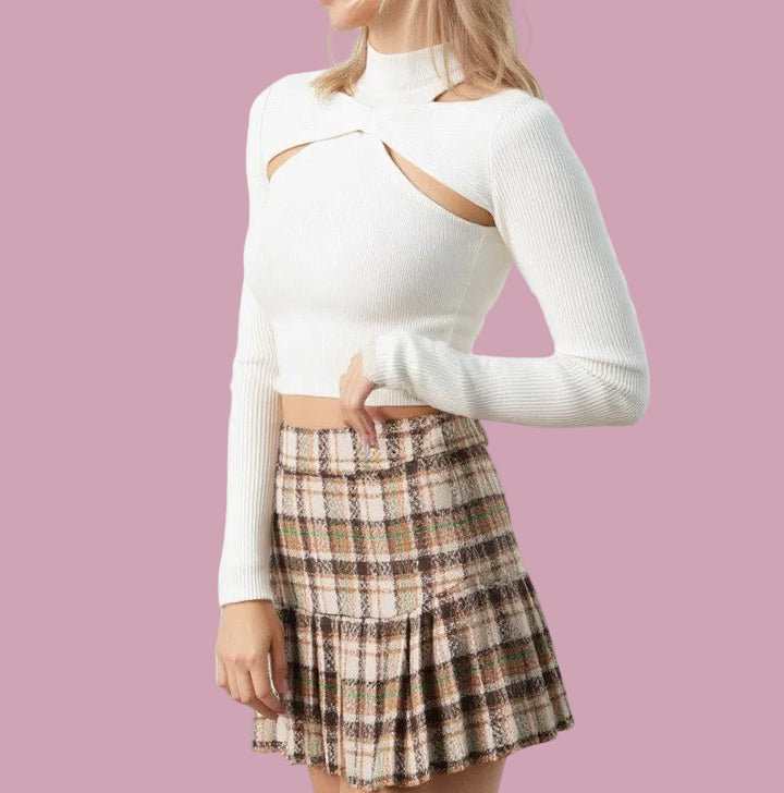 Ribbed Cut Out Long Sleeve