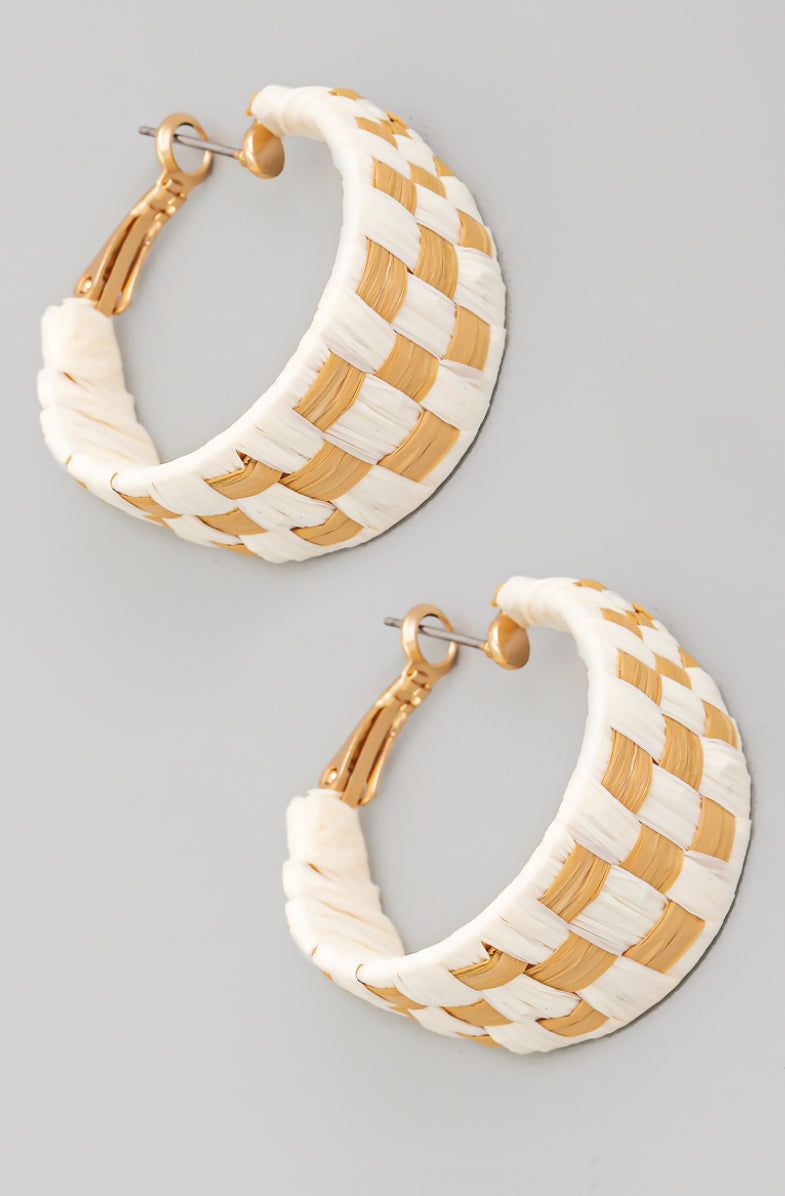 Ivory Woven Hoop Earrings