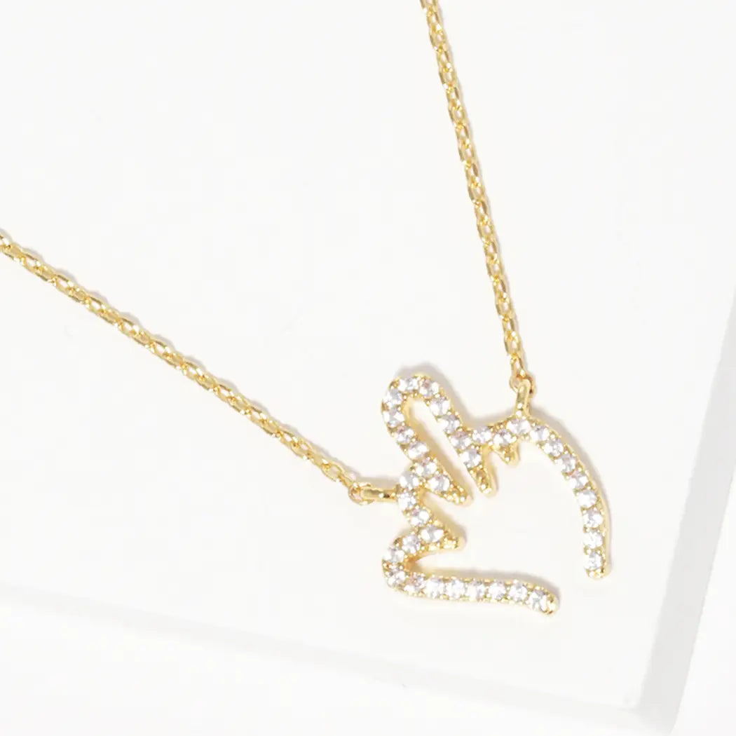 White Gold Dipped Middle Finger Necklace