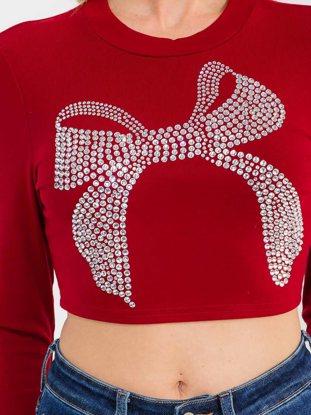 Ruby Ribbon Rhinestone Top