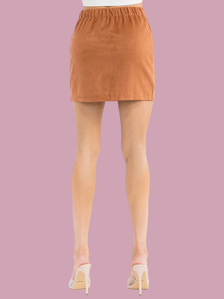 Camel Lace Up Skirt