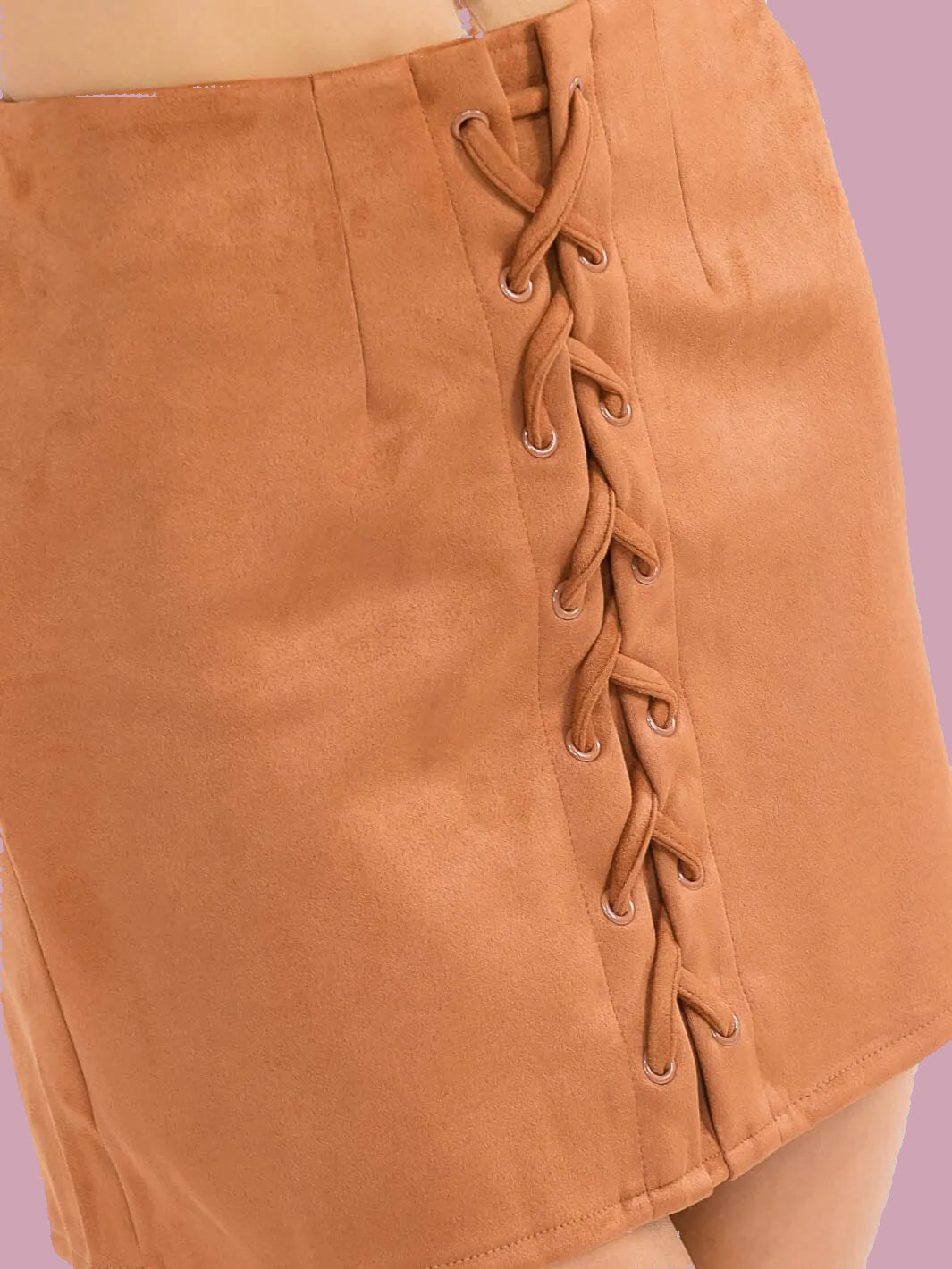 Camel Lace Up Skirt