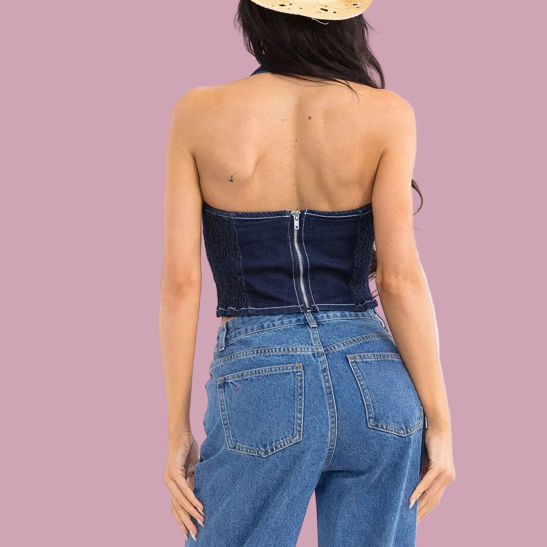 Belted Halter Crop Top