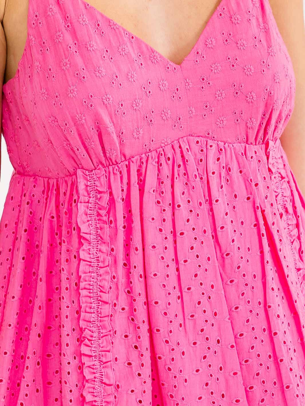 Pink Eyelet Mini Dress