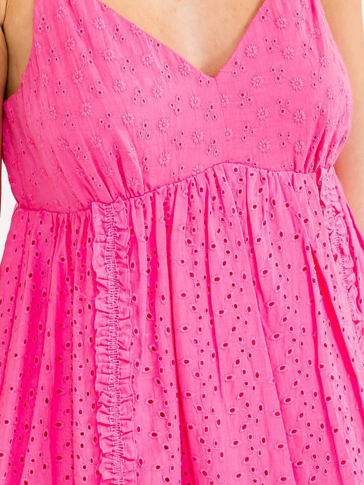 Pink Eyelet Mini Dress