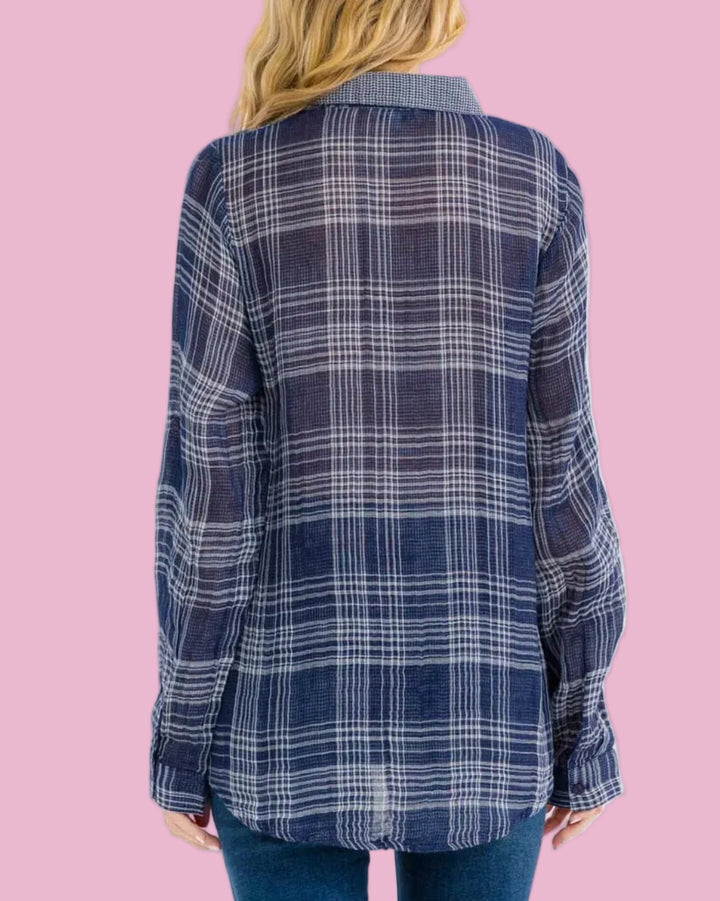 Navy Plaid Button Down