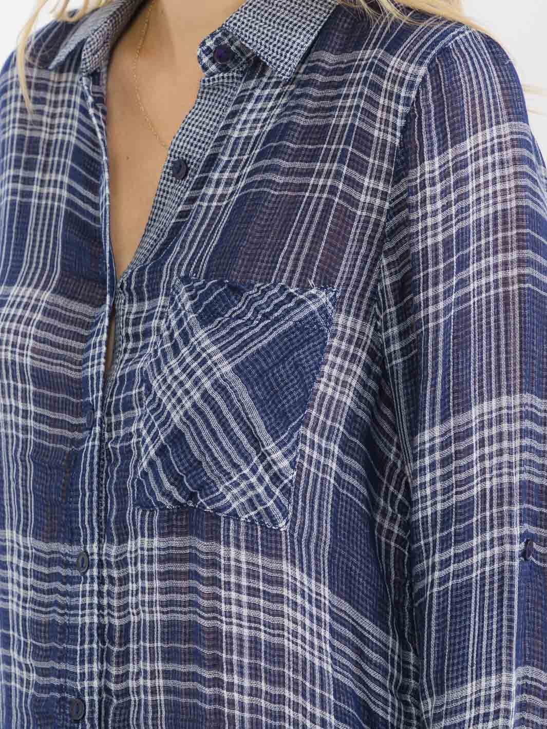 Navy Plaid Button Down