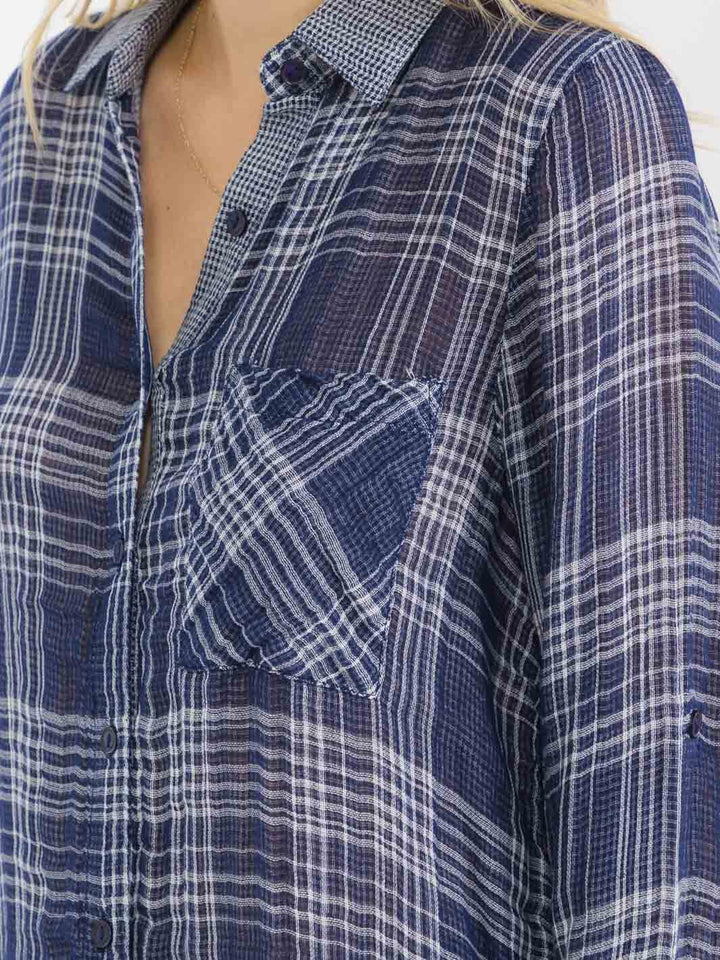Navy Plaid Button Down