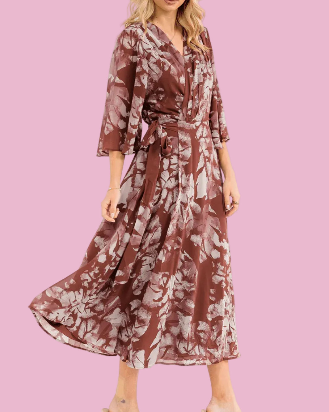 Cocoa Bloom Midi Dress