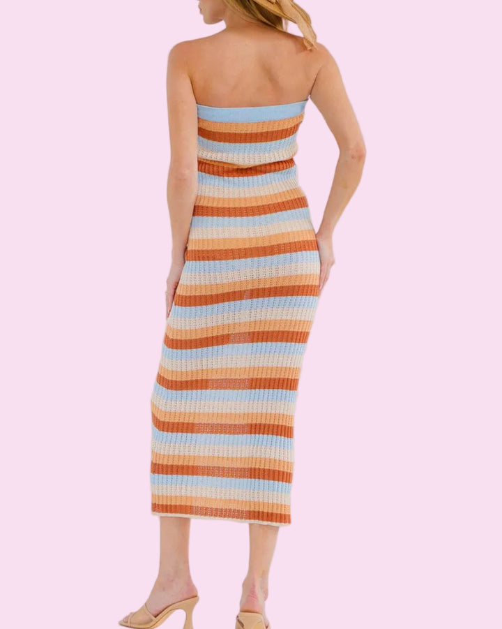 Ocean Sunset Strapless Dress