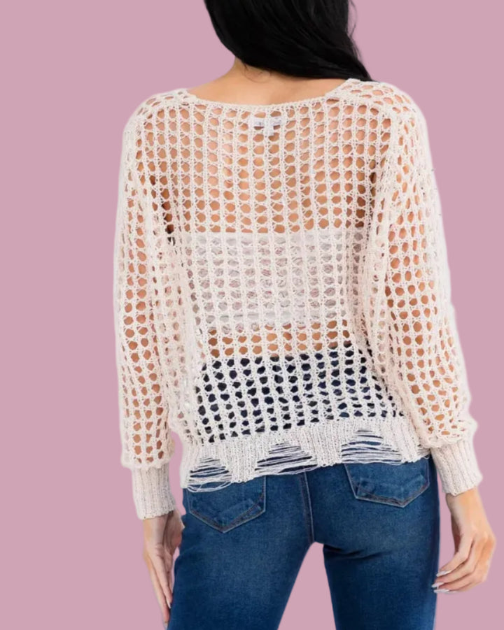 Distressed Crochet Top
