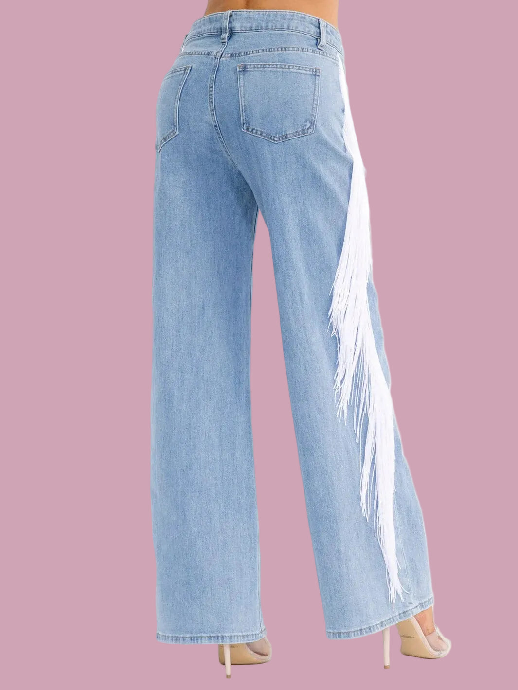 Denim Fringe Jeans