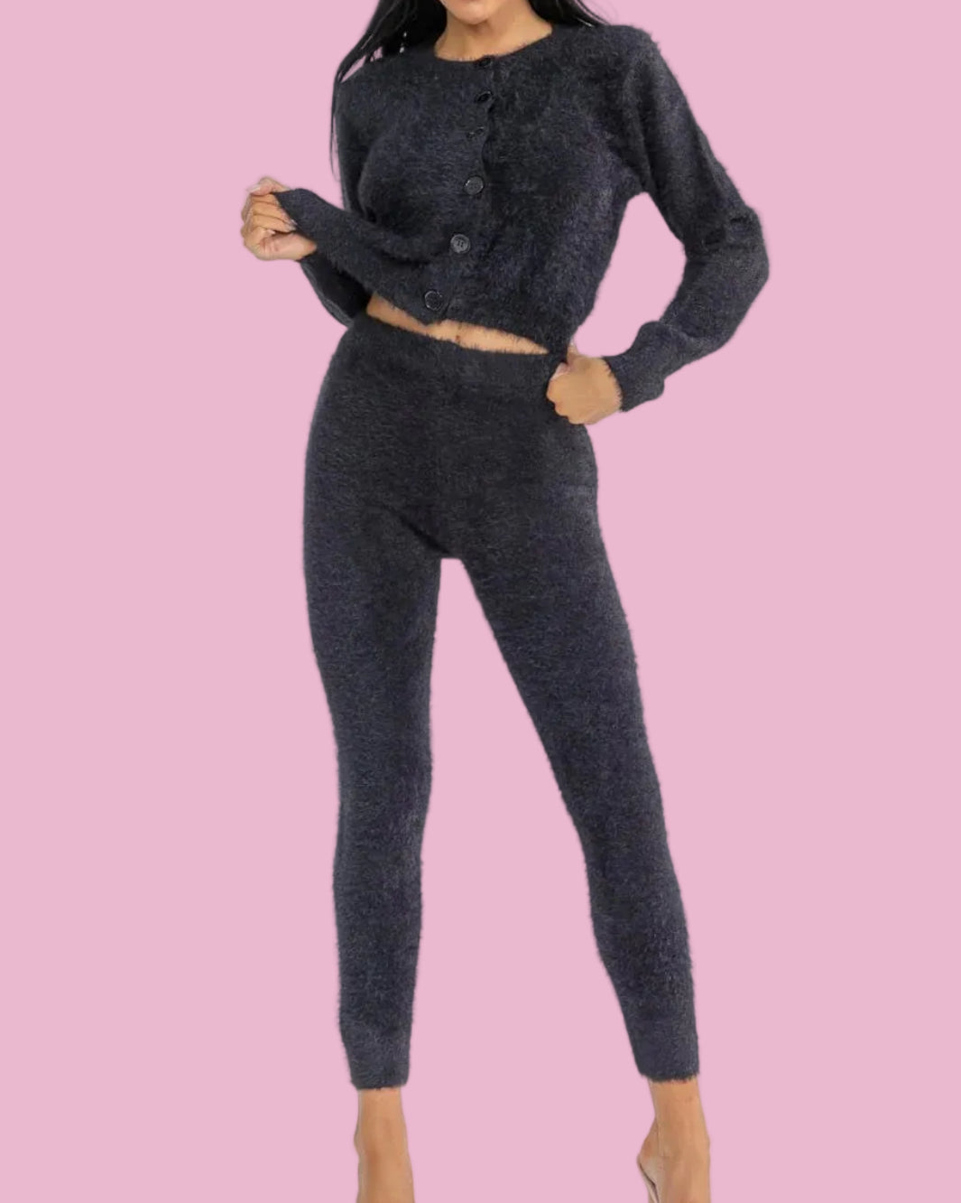 Black Fuzzy Crop Cardigan