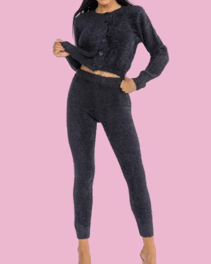 Black Fuzzy Crop Cardigan