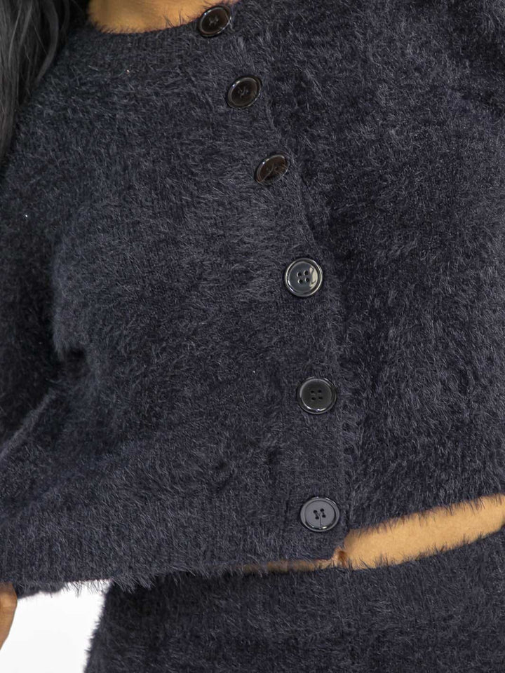 Black Fuzzy Crop Cardigan