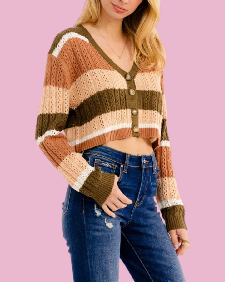 Olive Harvest Lane Crop Cardigan
