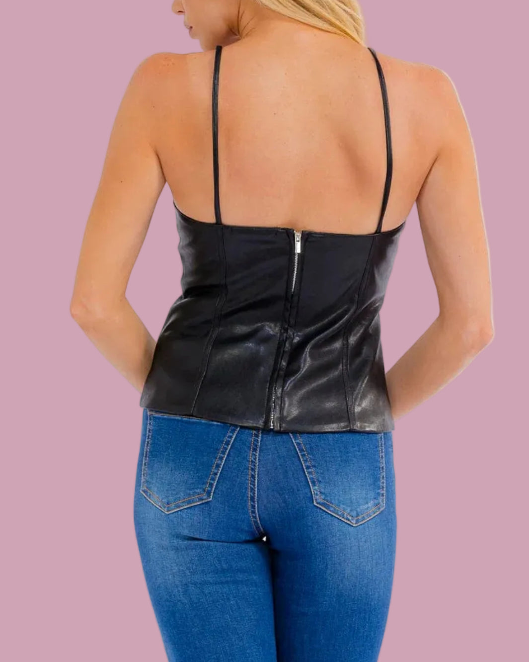 Pleather Lace Up Top