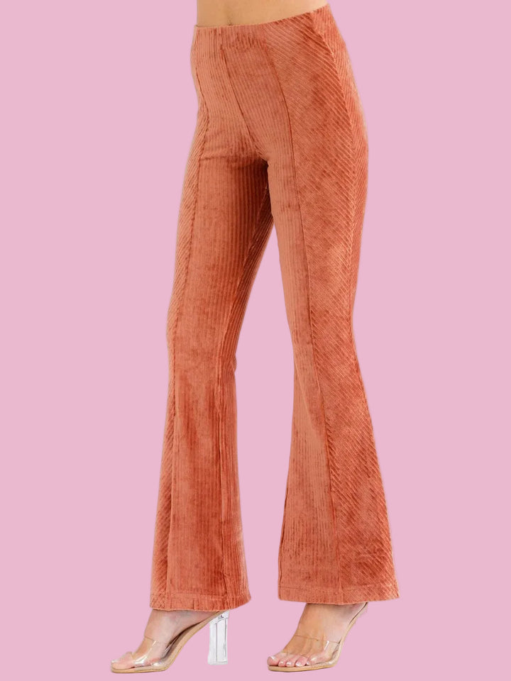 Rust Velvet Flare Pants