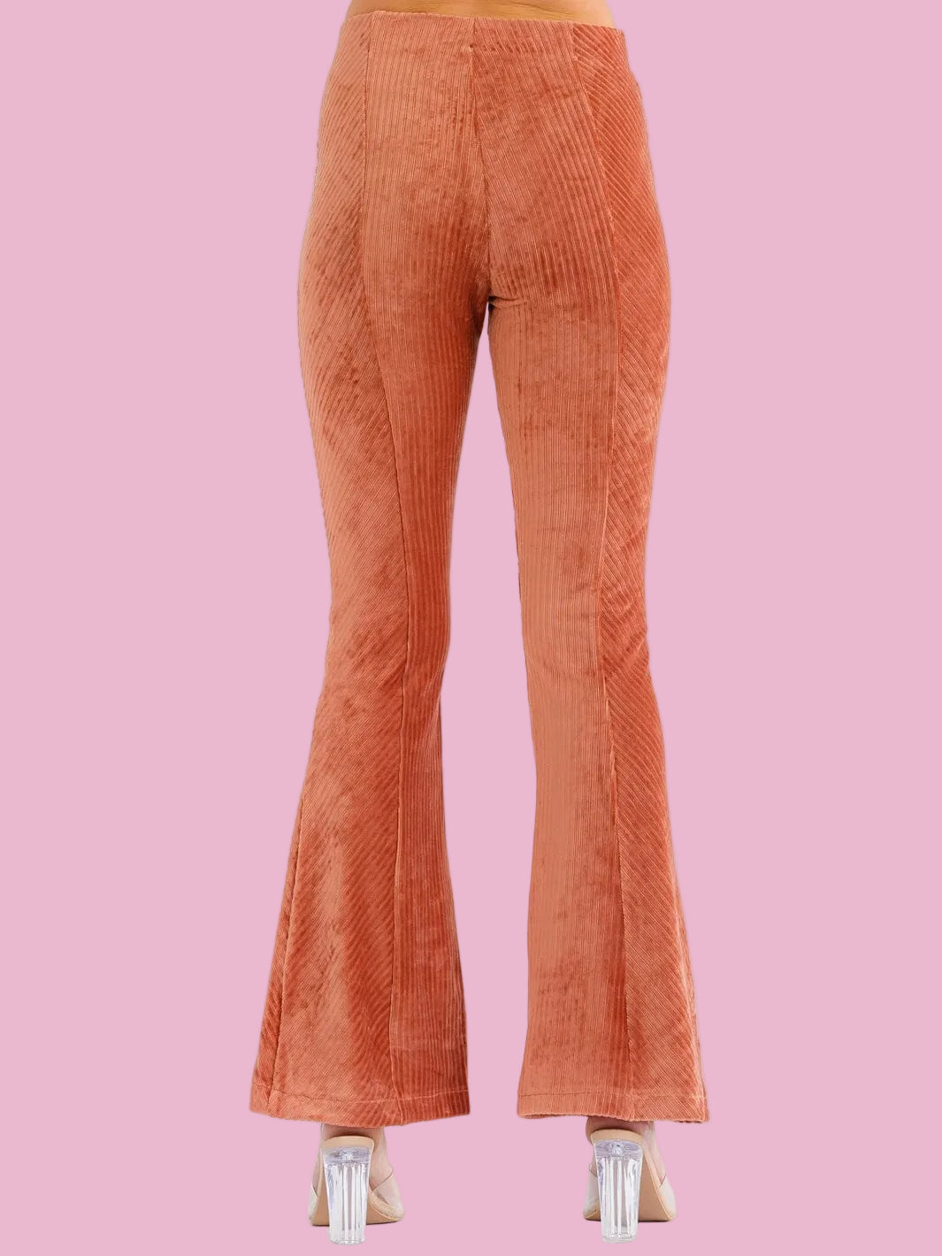 Rust Velvet Flare Pants