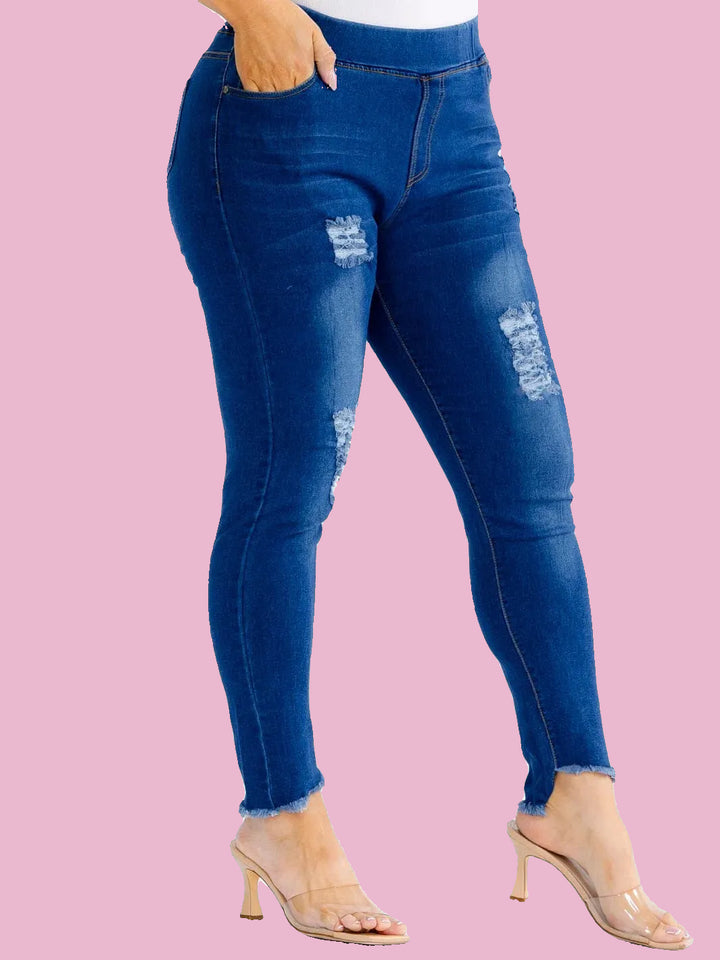Plus Denim Distressed Jeans