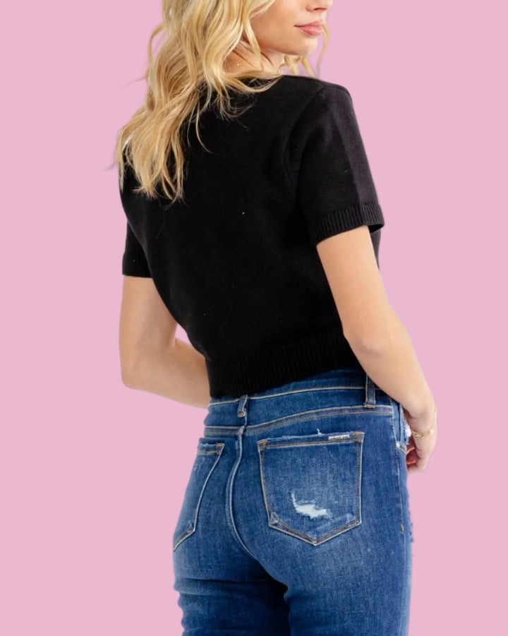 Black Knit Helmet Top