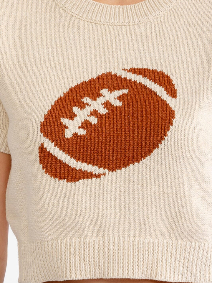 Beige Knit Football Top