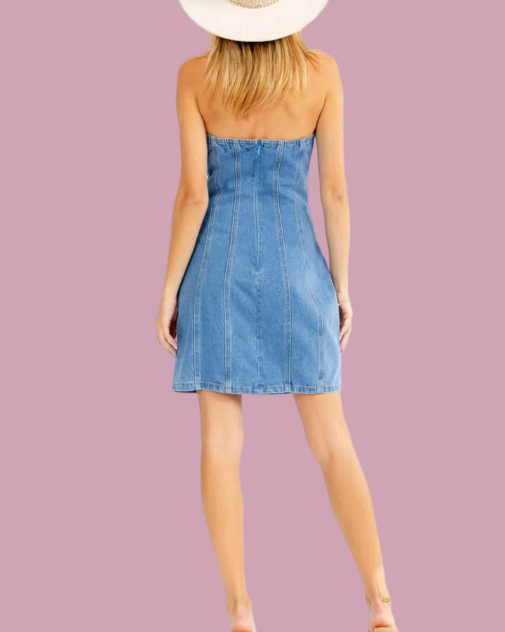 Flower Denim Mini Dress