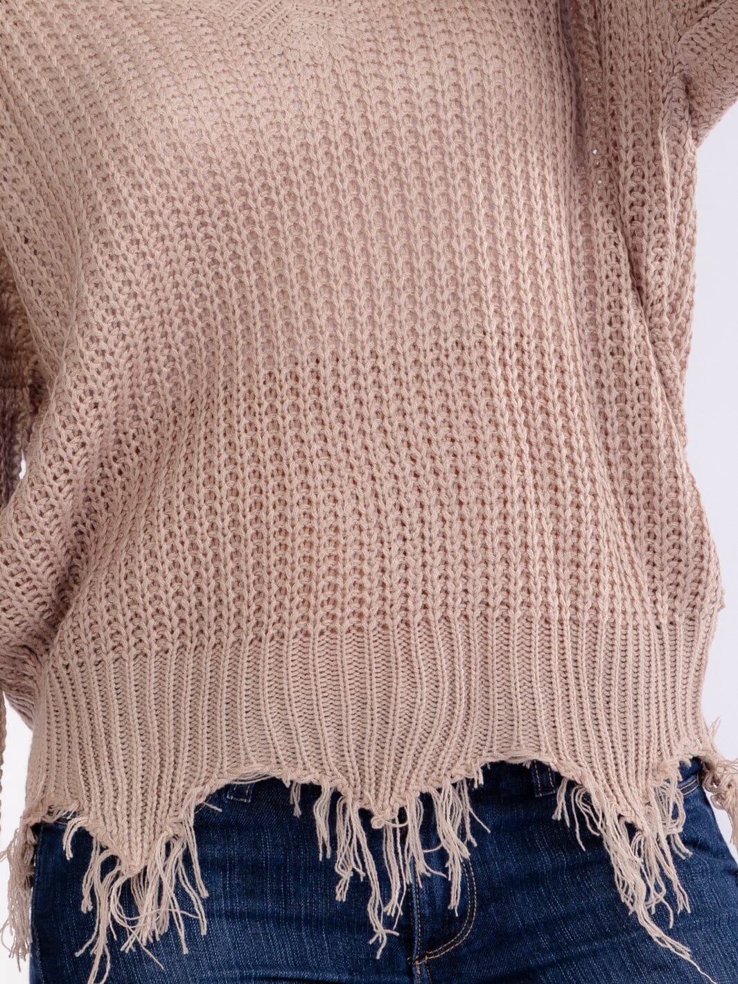 Distressed V-Neck Sweater