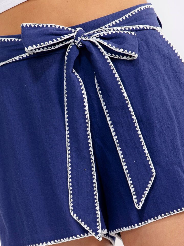 Navy Bow Shorts
