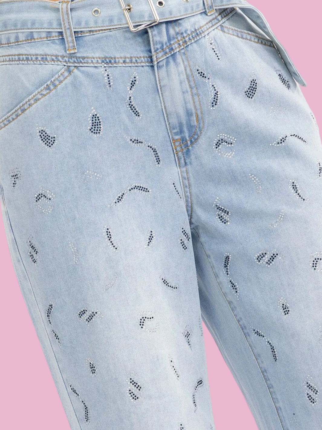 Rhinestone Wide Leg Jeans