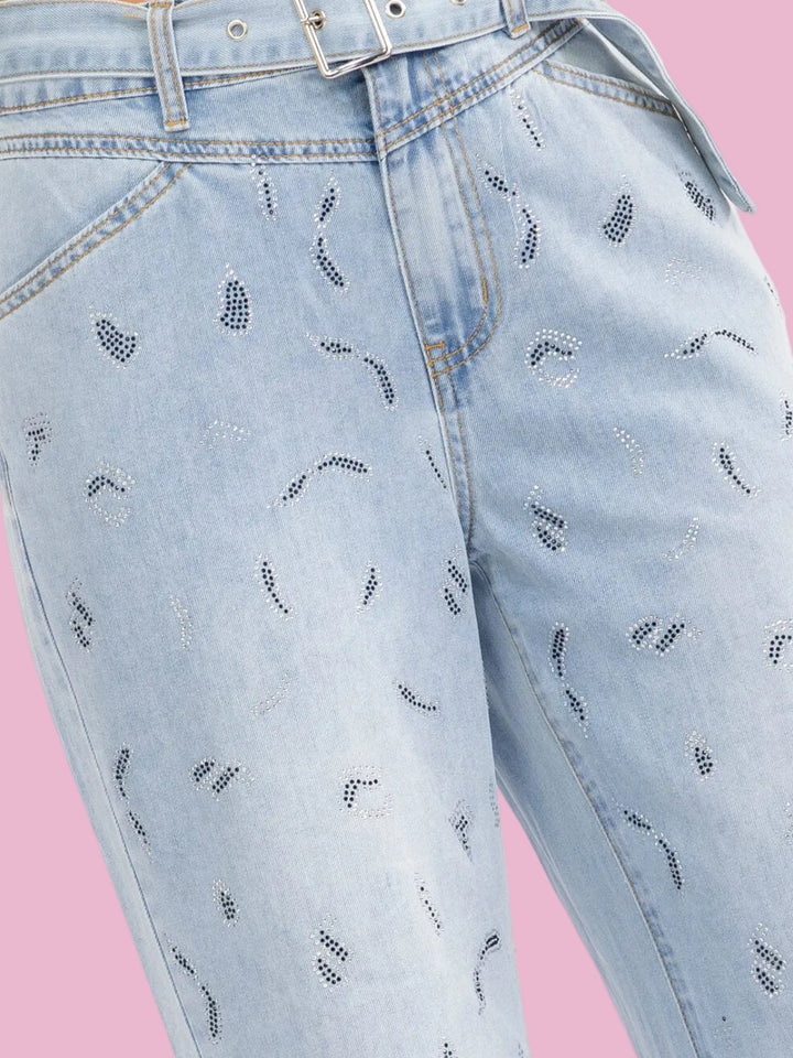 Rhinestone Wide Leg Jeans