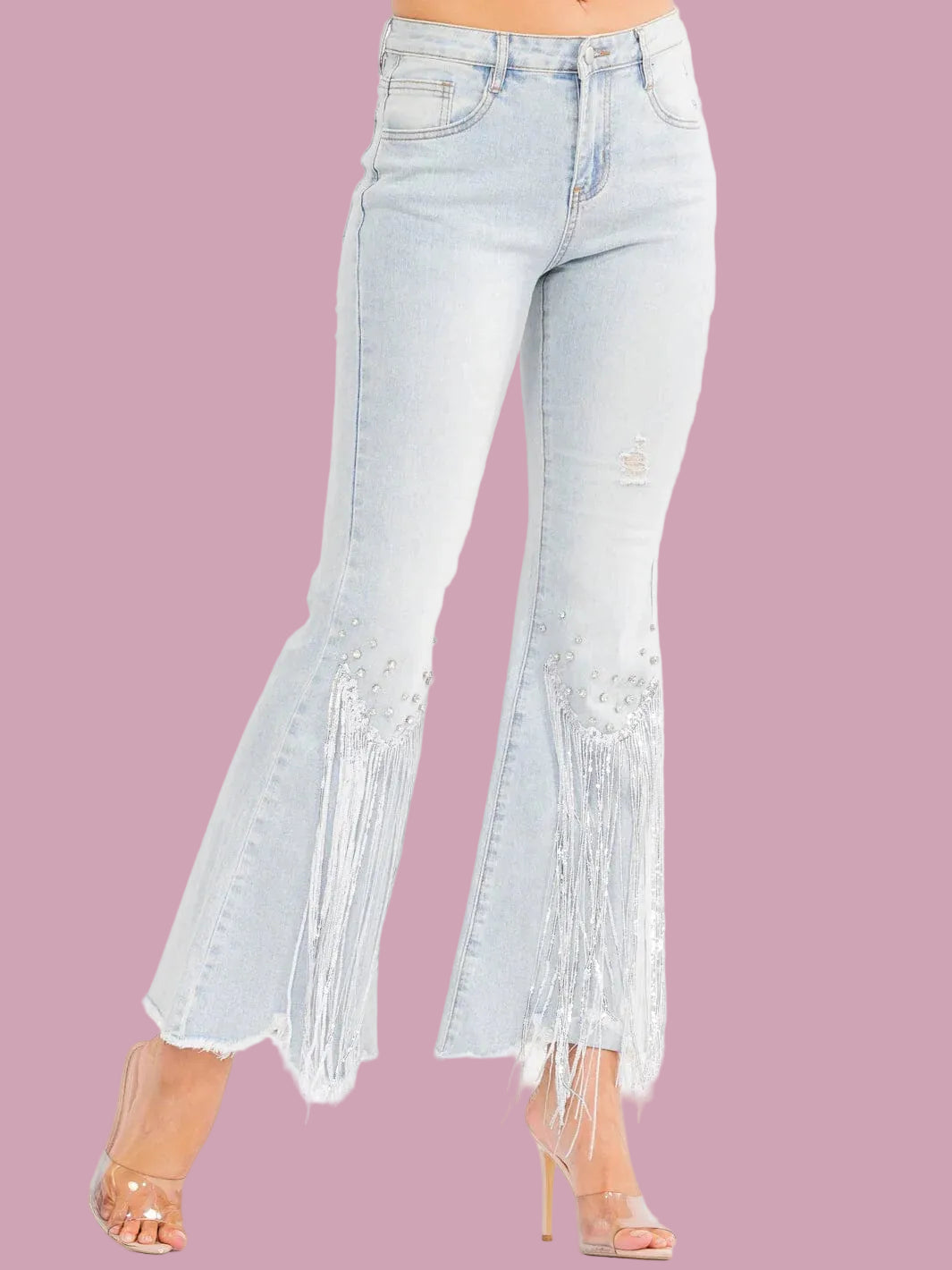 Rhinestone Fringe Jeans
