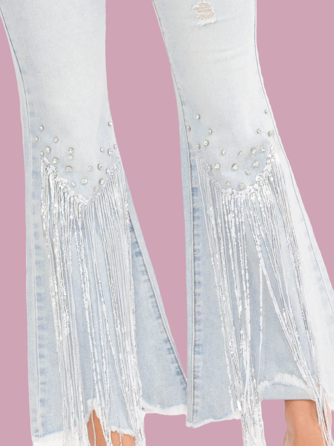 Rhinestone Fringe Jeans