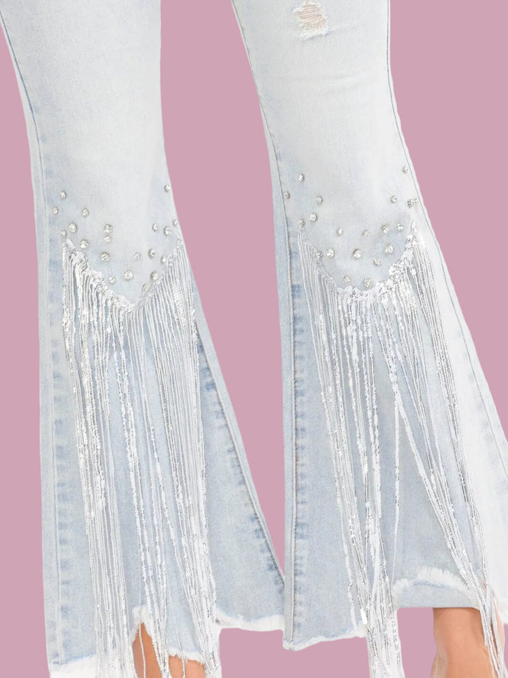 Rhinestone Fringe Jeans