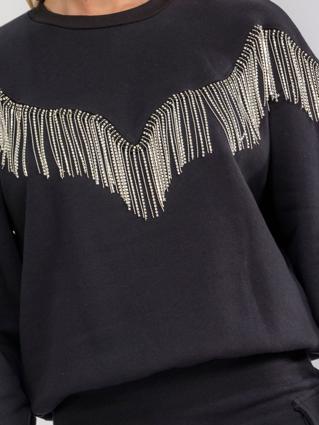 Rhinestone Fringe Pullover