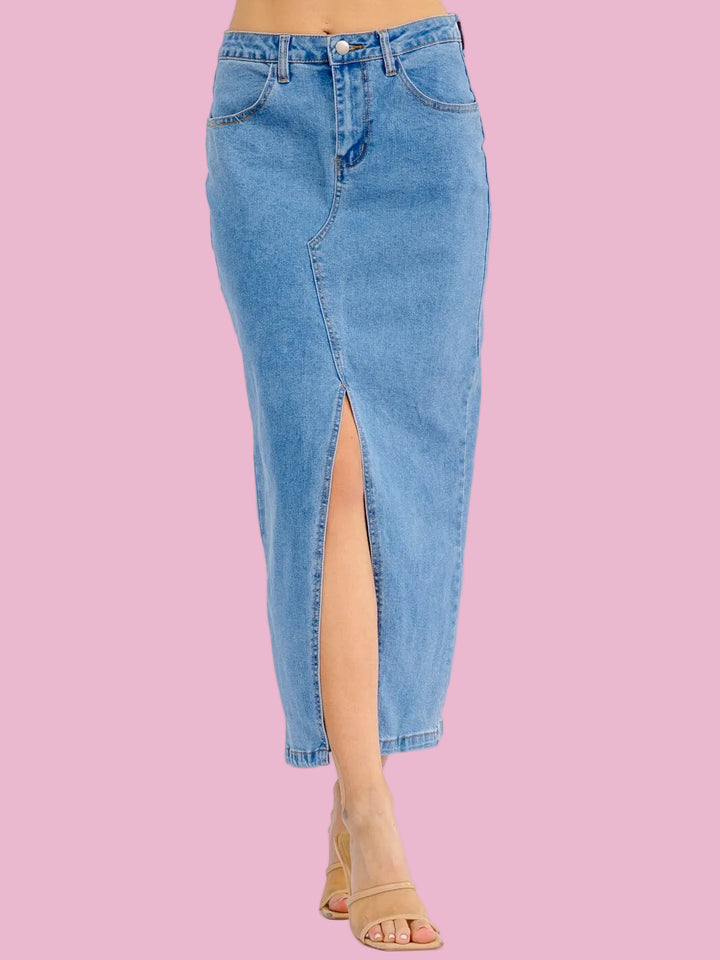 Denim Slit Maxi