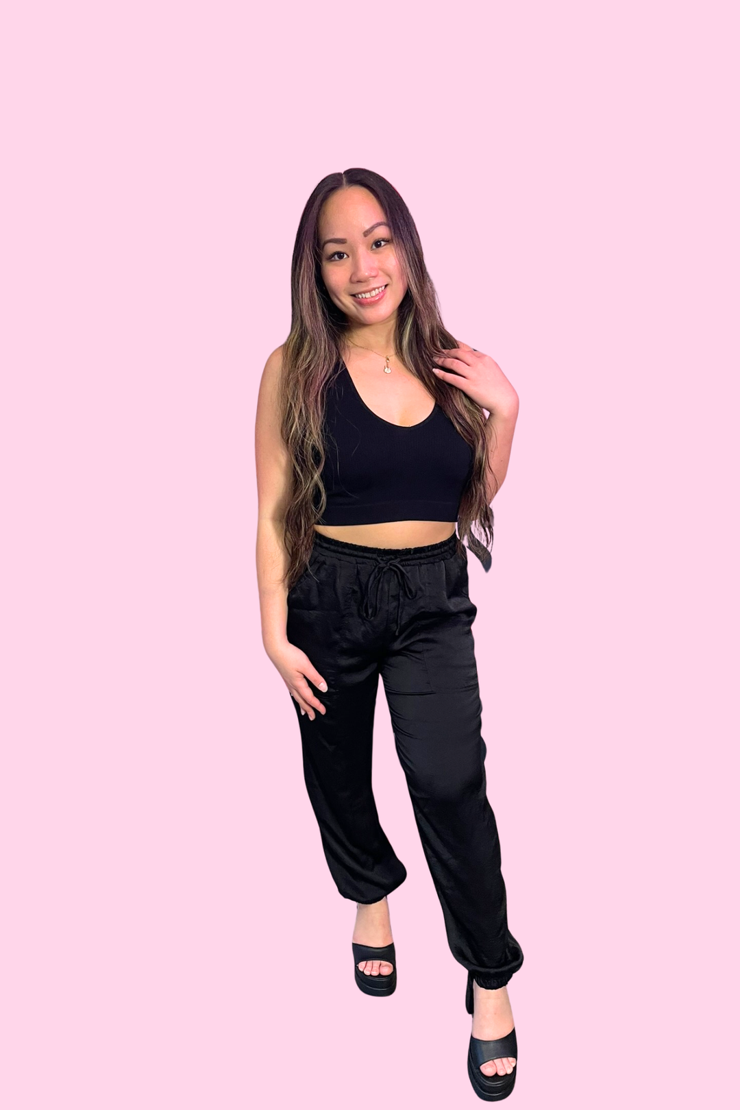Ribbed V-Neck Crop